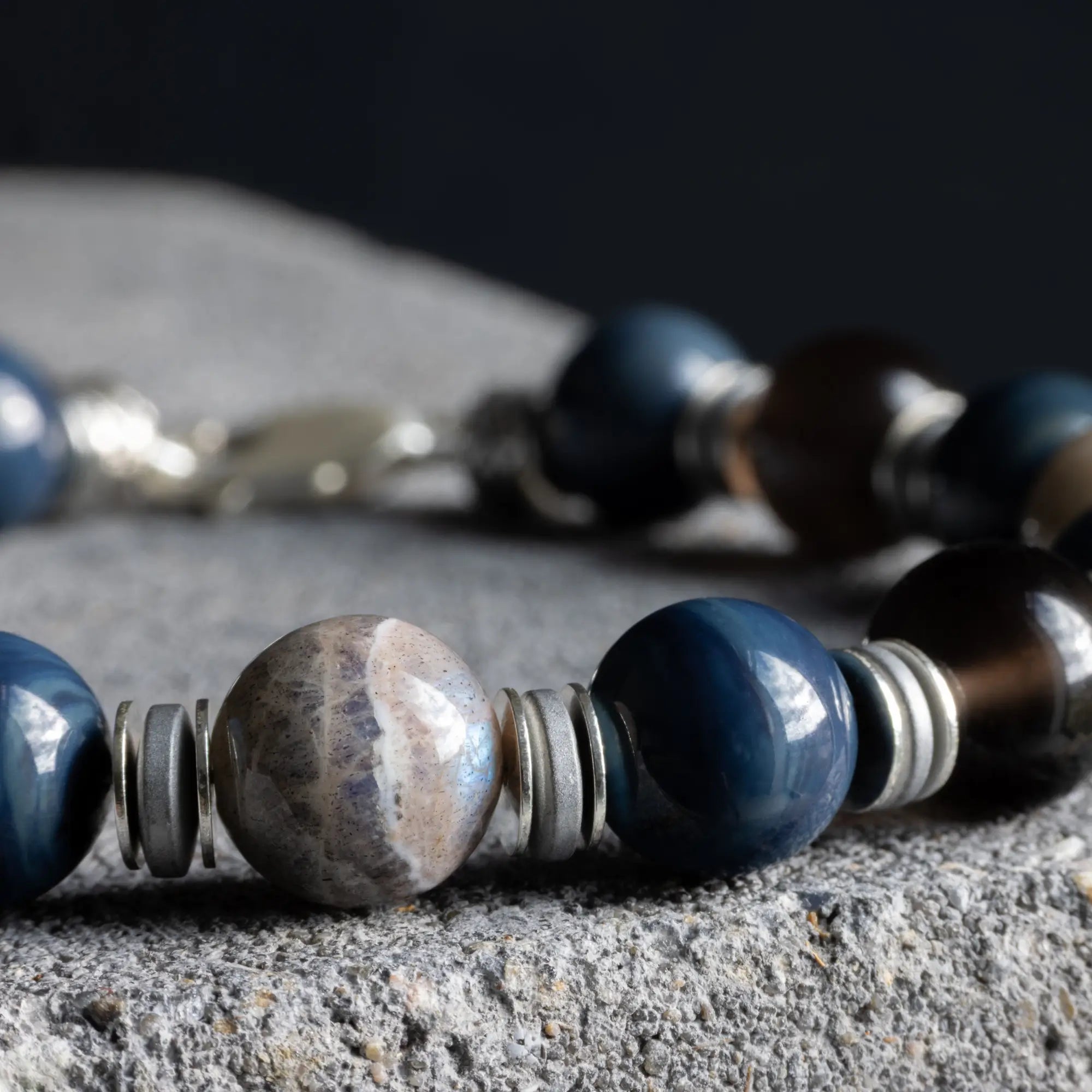 Iced Obsidian - Sieberstein - Banded Labradorite Bracelet II (10mm)