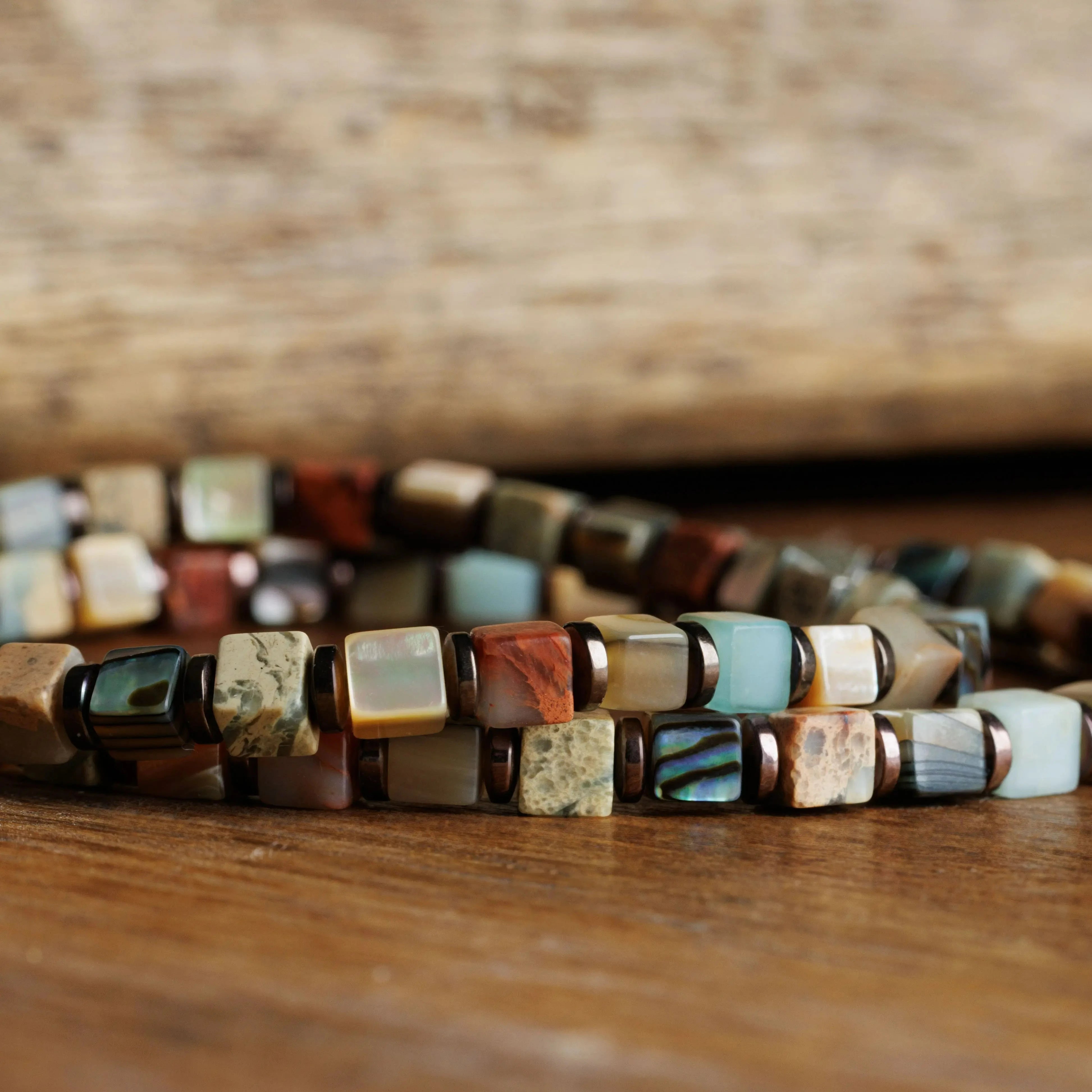 Angelo Silenzio Handmade Jasper Beaded Bracelet – 8mm Blue – Stainless Steel – Unisex – Germany