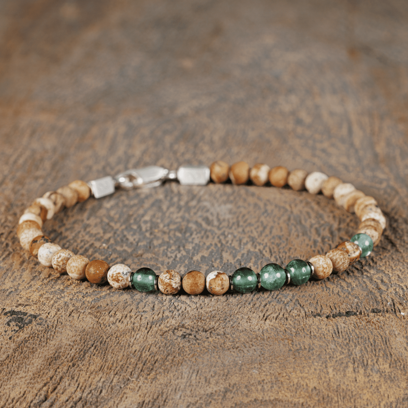 Landscape Jasper - Indicolite Tourmaline Bracelet III (4-5mm)