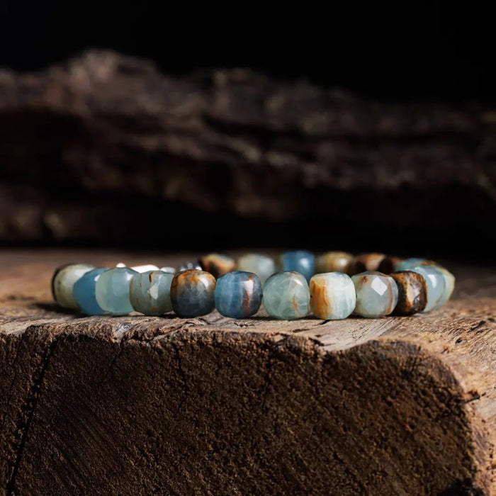 Lemurian Aquatine Calcite Bracelet I (8mm) - Secondary Specimen