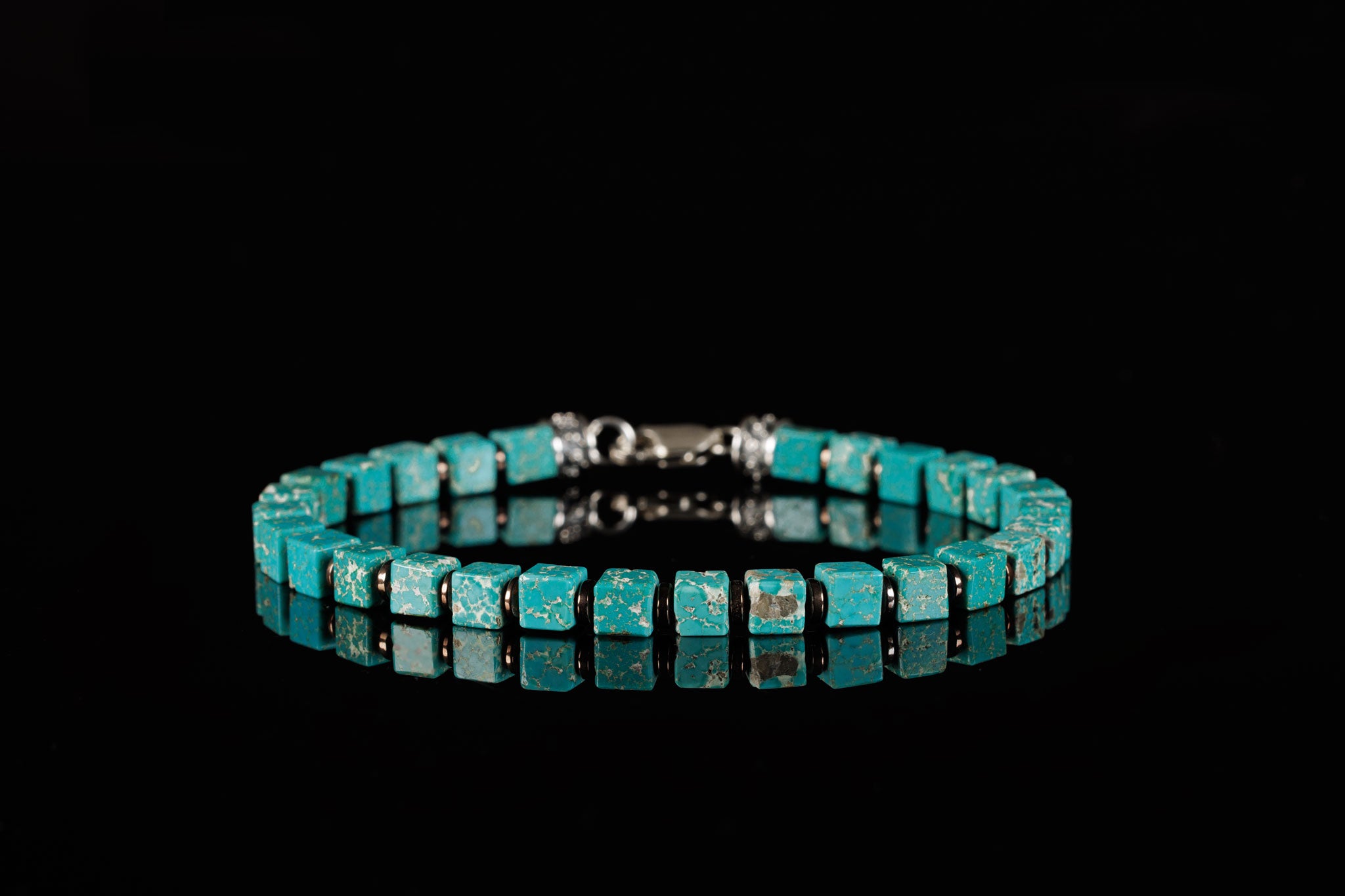 Mongolian Turquoise Bracelet IV (5mm) (8841820504399)