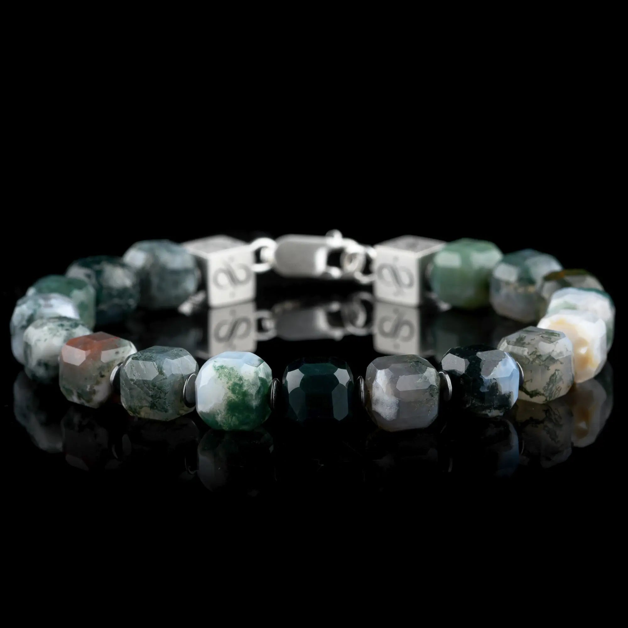 Moss Agate Cube Bracelet I (8mm)