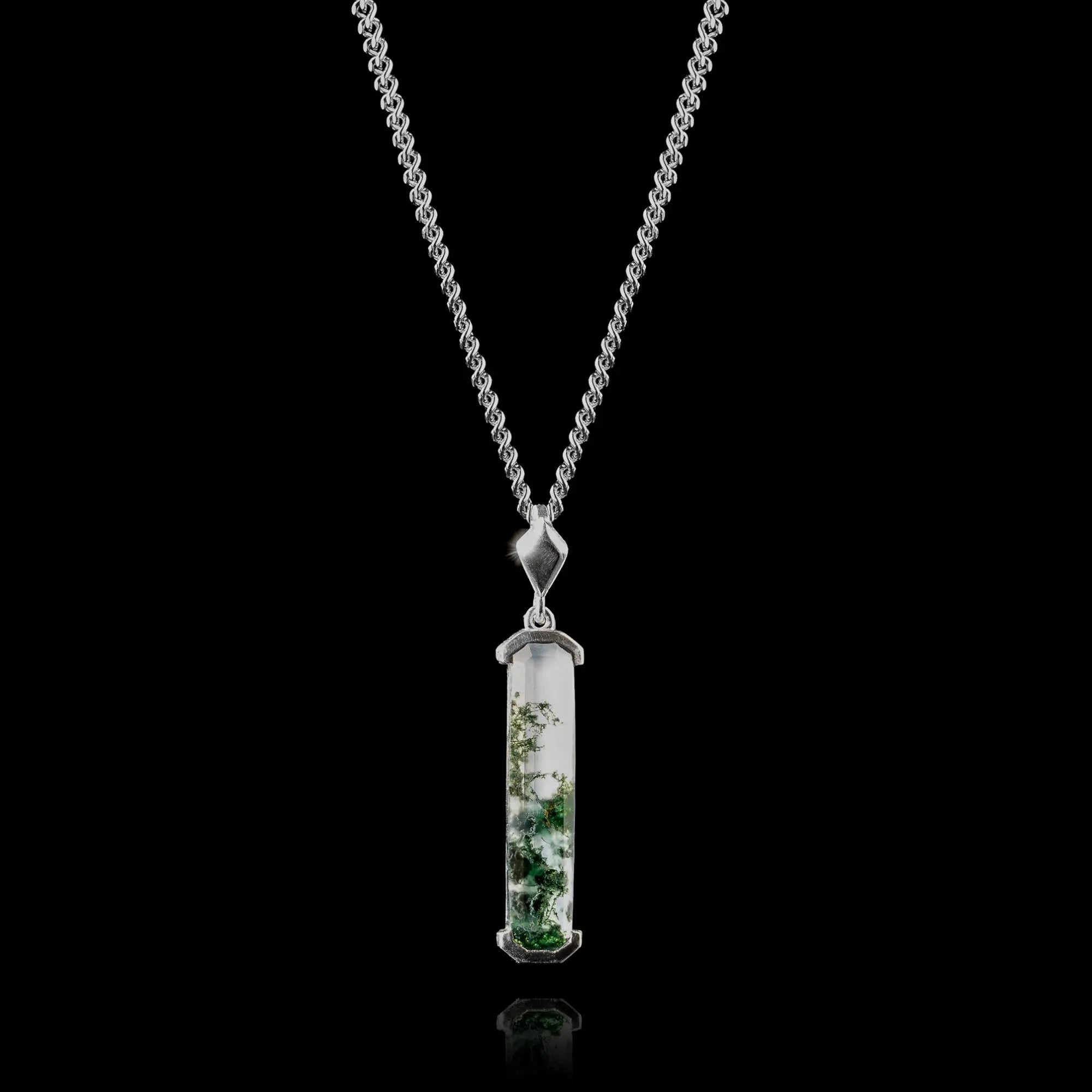 Moss Agate Silver Pendant