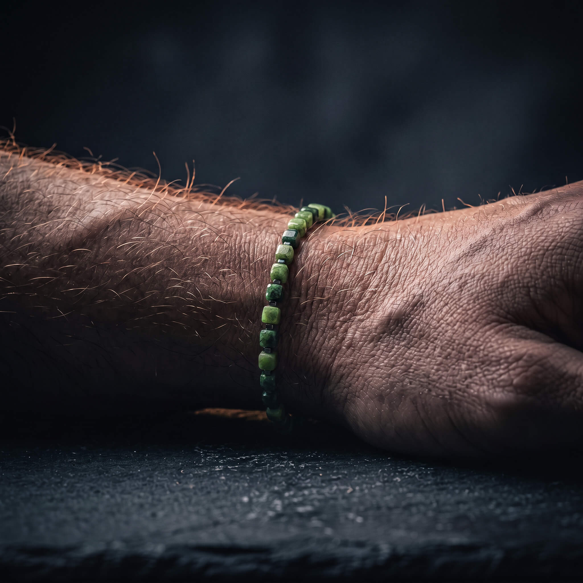 Nephrite Jade Cube Bracelet V (4mm) | Aurum Brothers