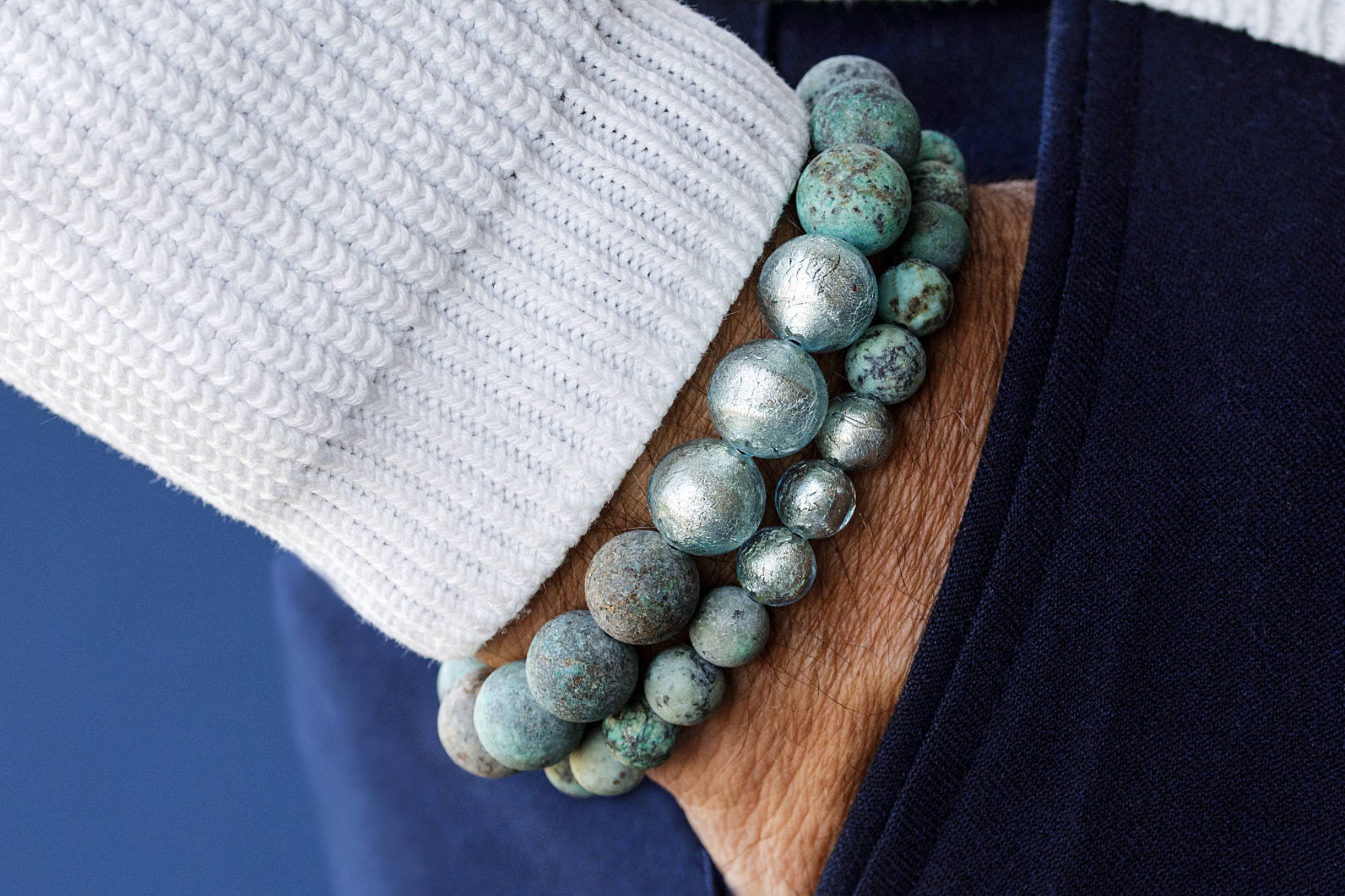 Particolare Mint - Matte African Turquoise, 8mm, Silver bracelet