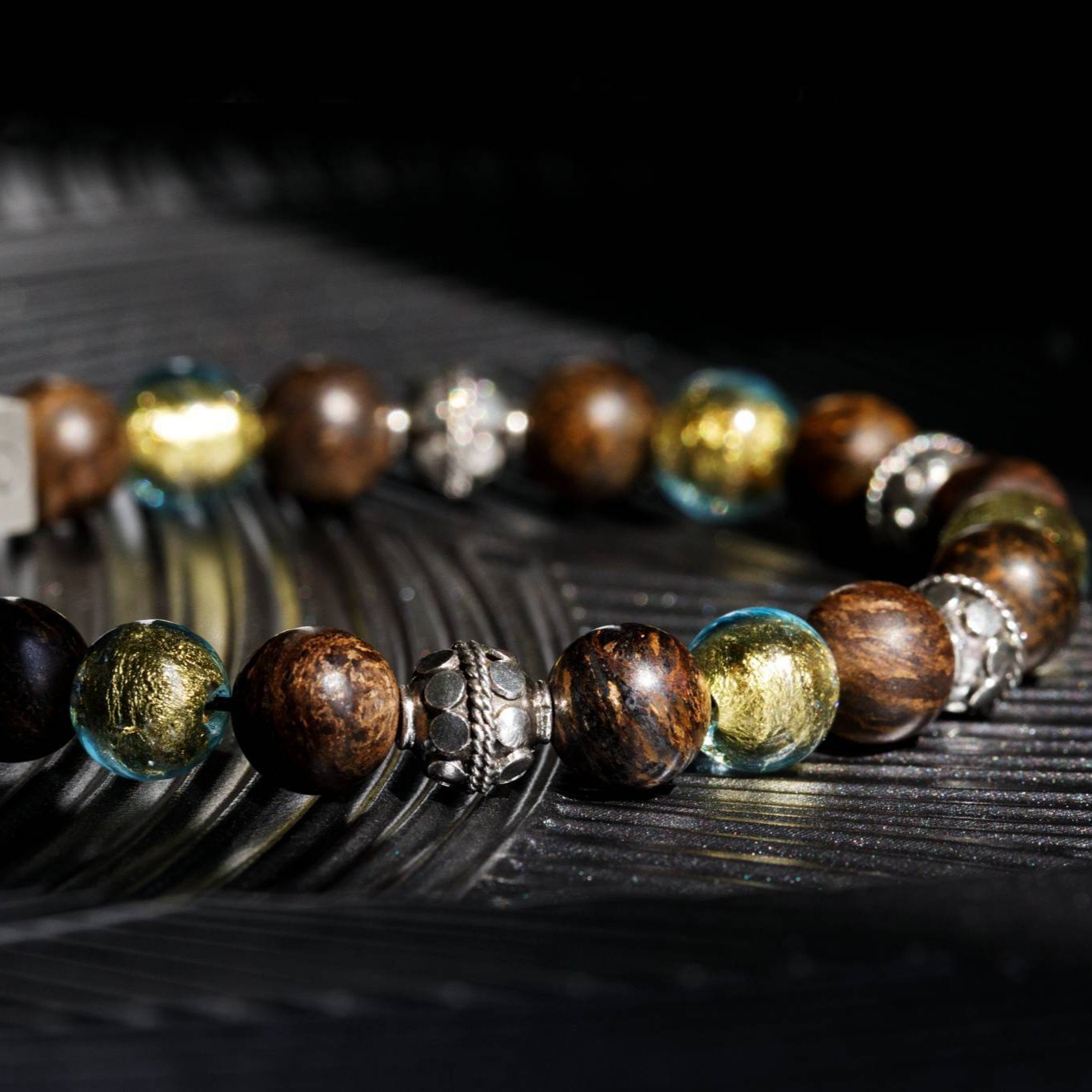 Special Particolare Gold - Matte Bronzite, 8mm, Silver bracelet (6601774891062)