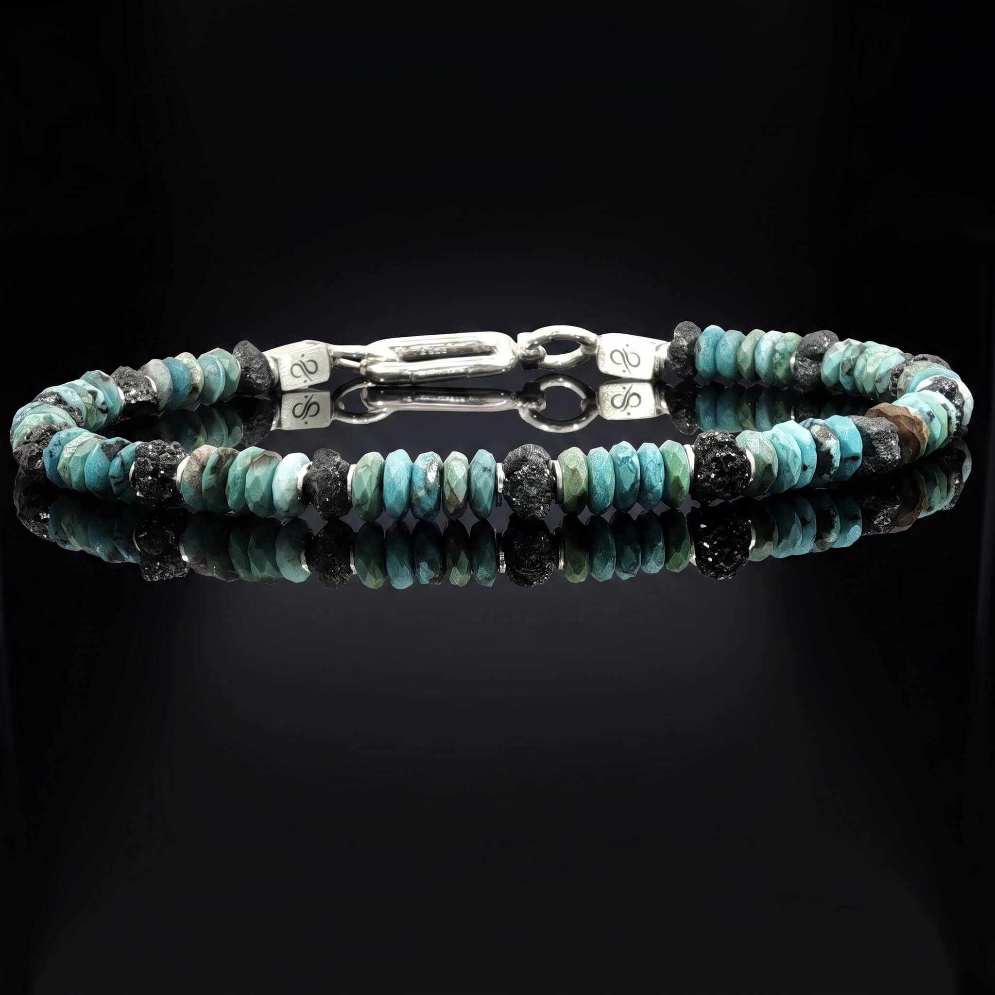 Raw Black Diamond - Turquoise Bracelet 10 carat (5mm)
