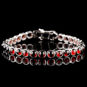 Red Garnet - Silver Tennis Bracelet II