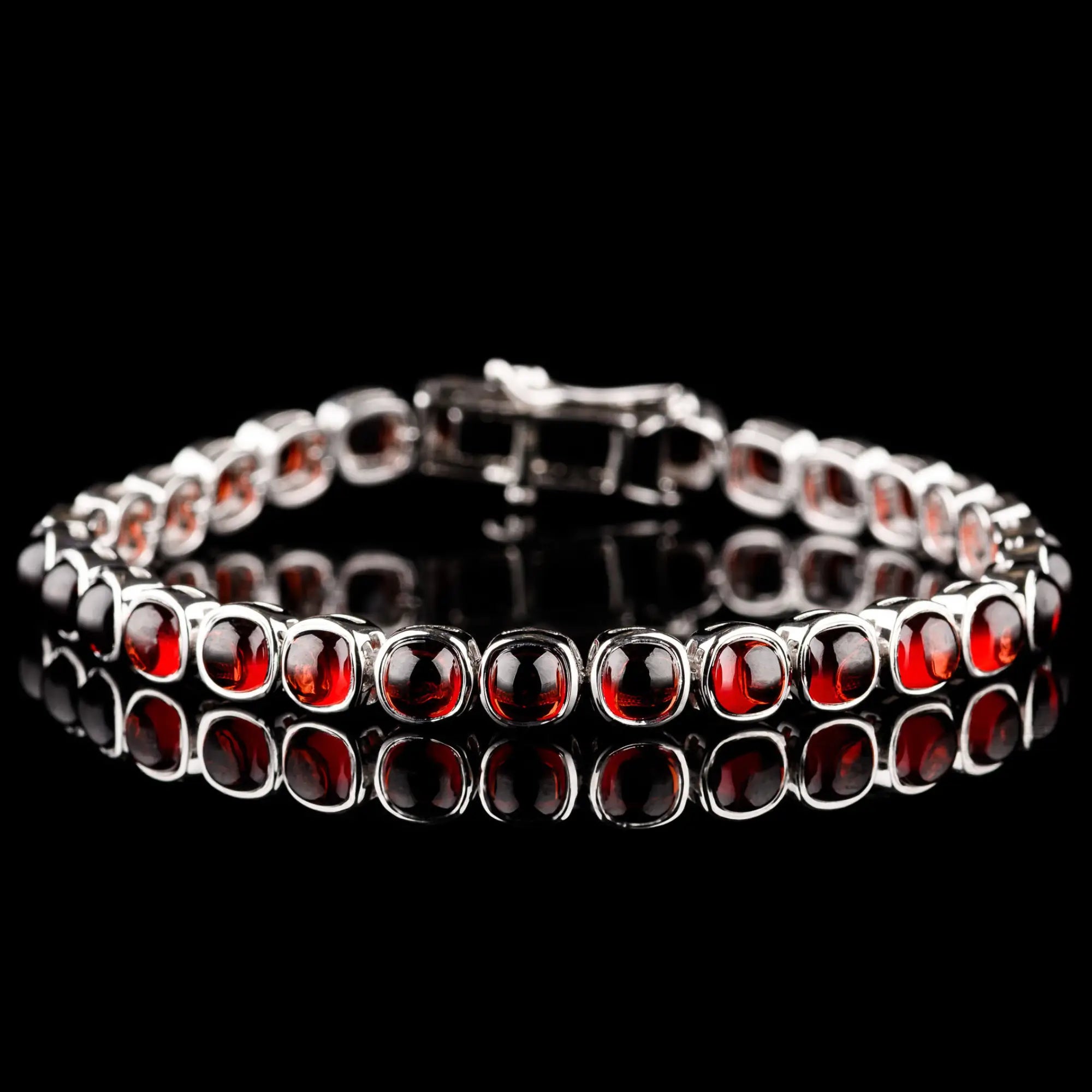 Red Garnet - Silver Tennis Bracelet II