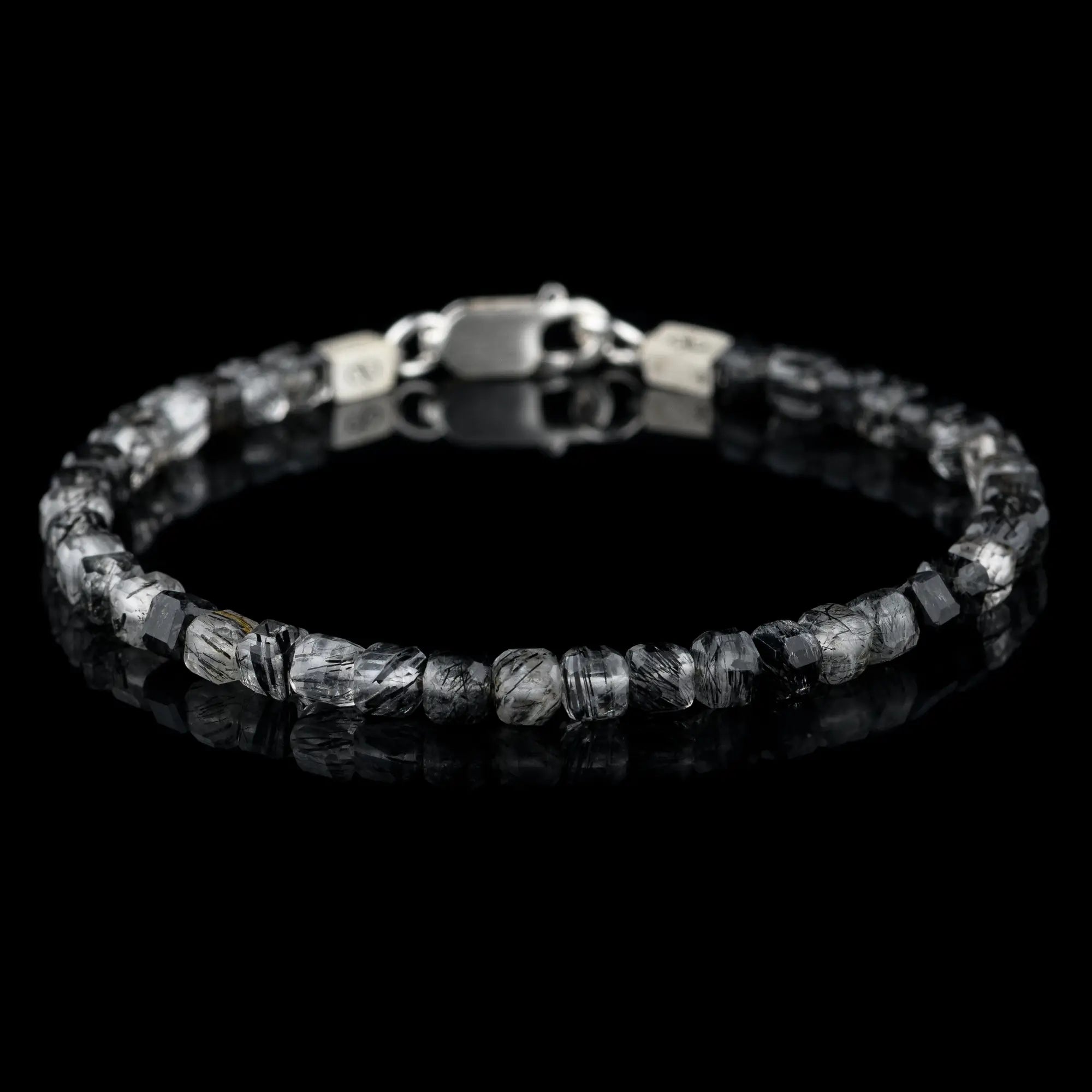 Tourmalinated Quartz Cube Bracelet I (4mm)