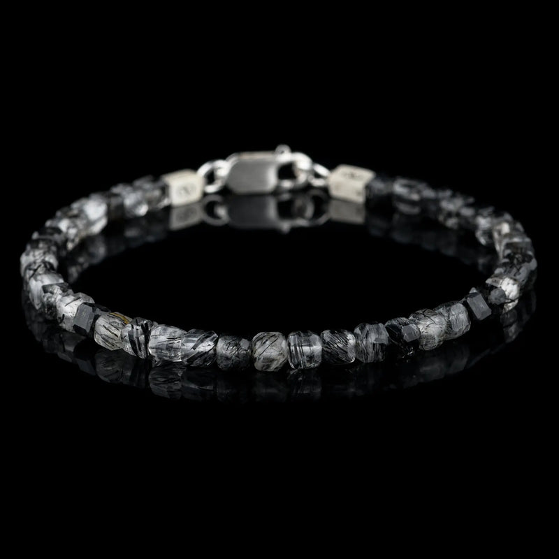 Tourmalinated Quartz Cube Bracelet I (4mm)