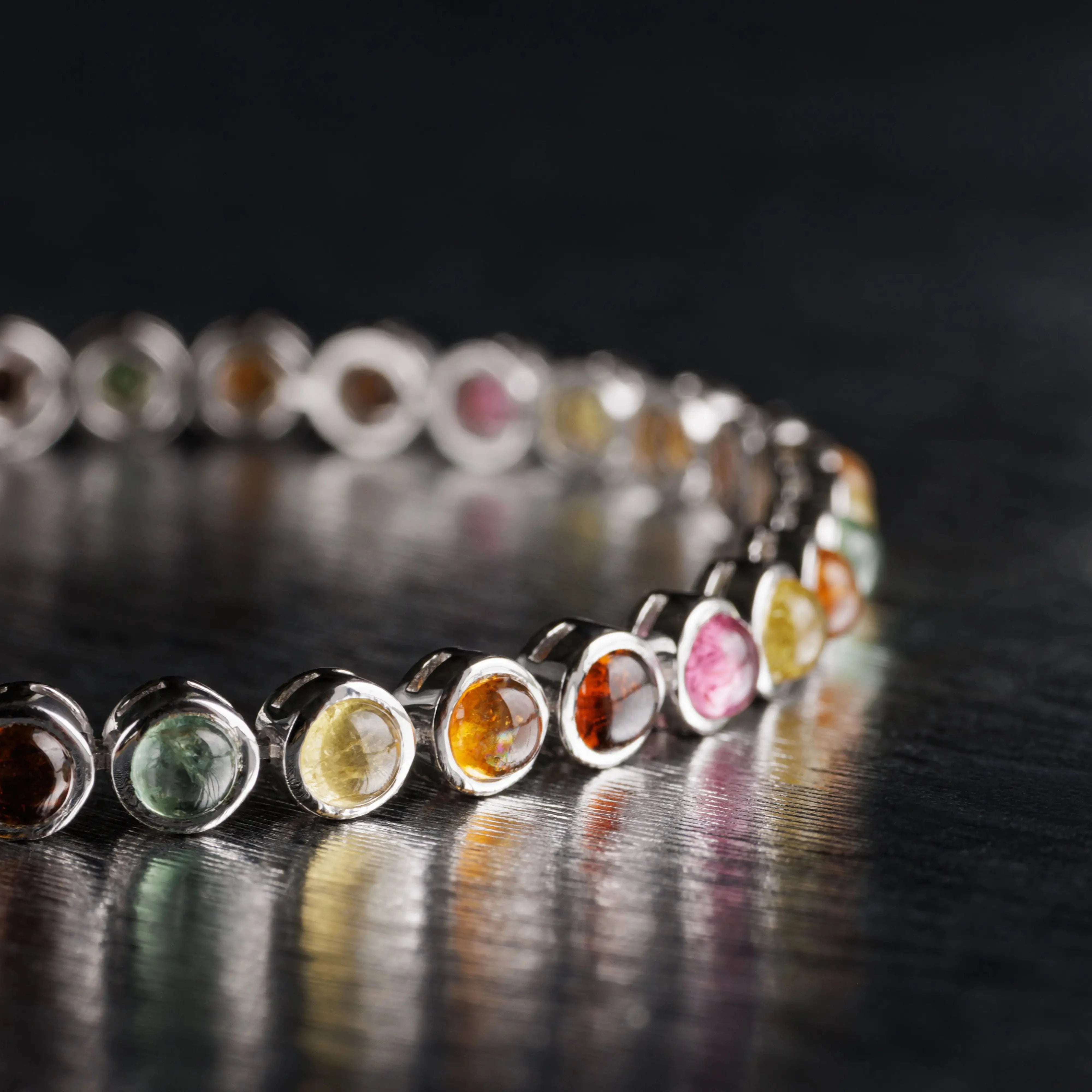 Multicolor Tourmaline - Silver Tennis Bracelet I