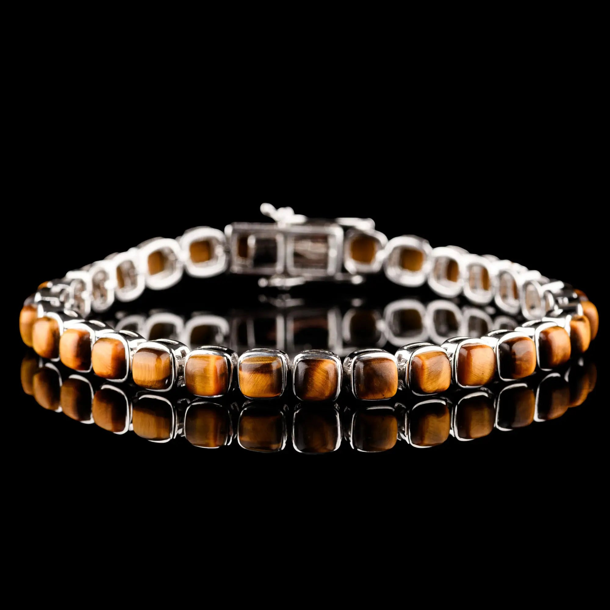 Tiger Eye - Silver Tennis Bracelet I