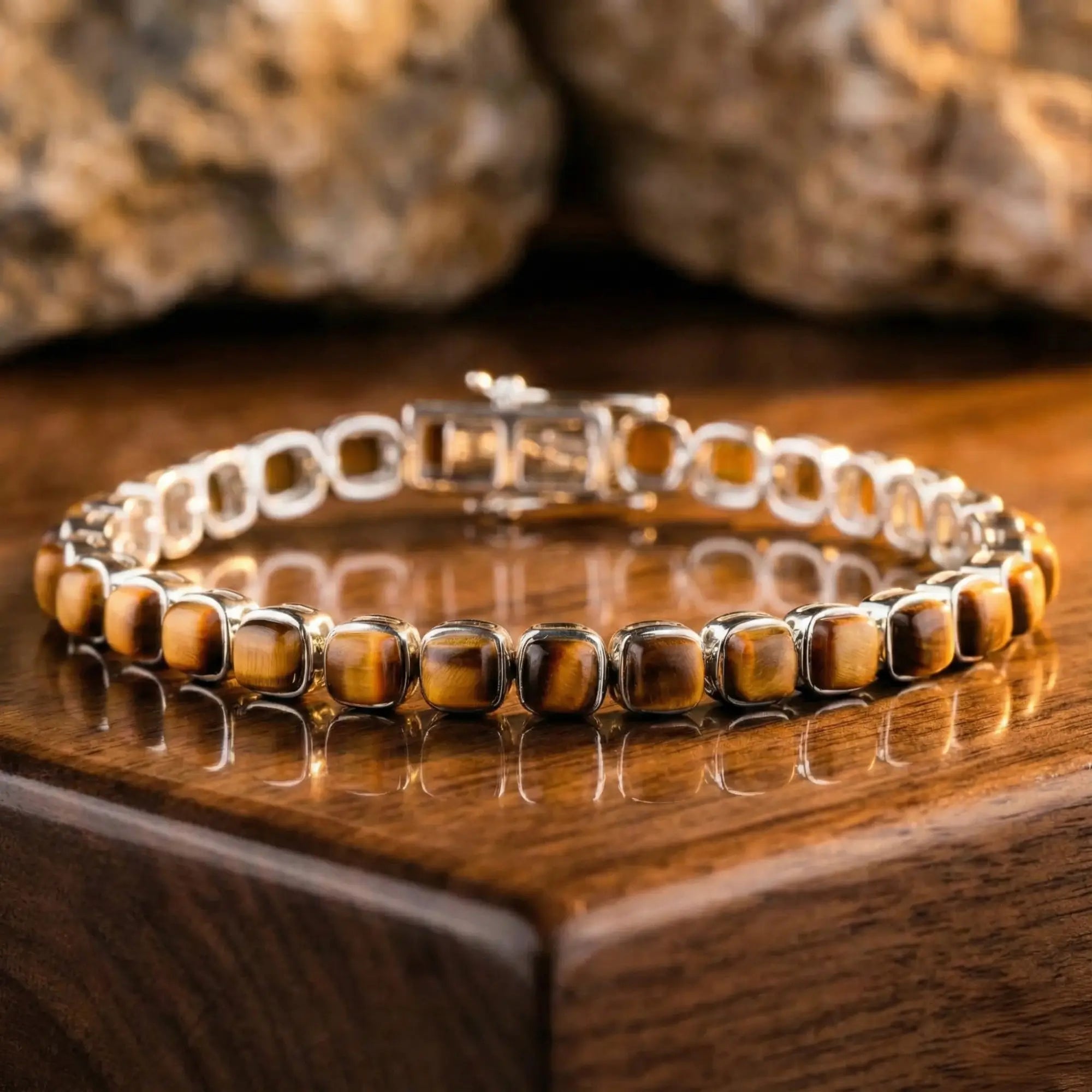 Tiger Eye - Silver Tennis Bracelet I