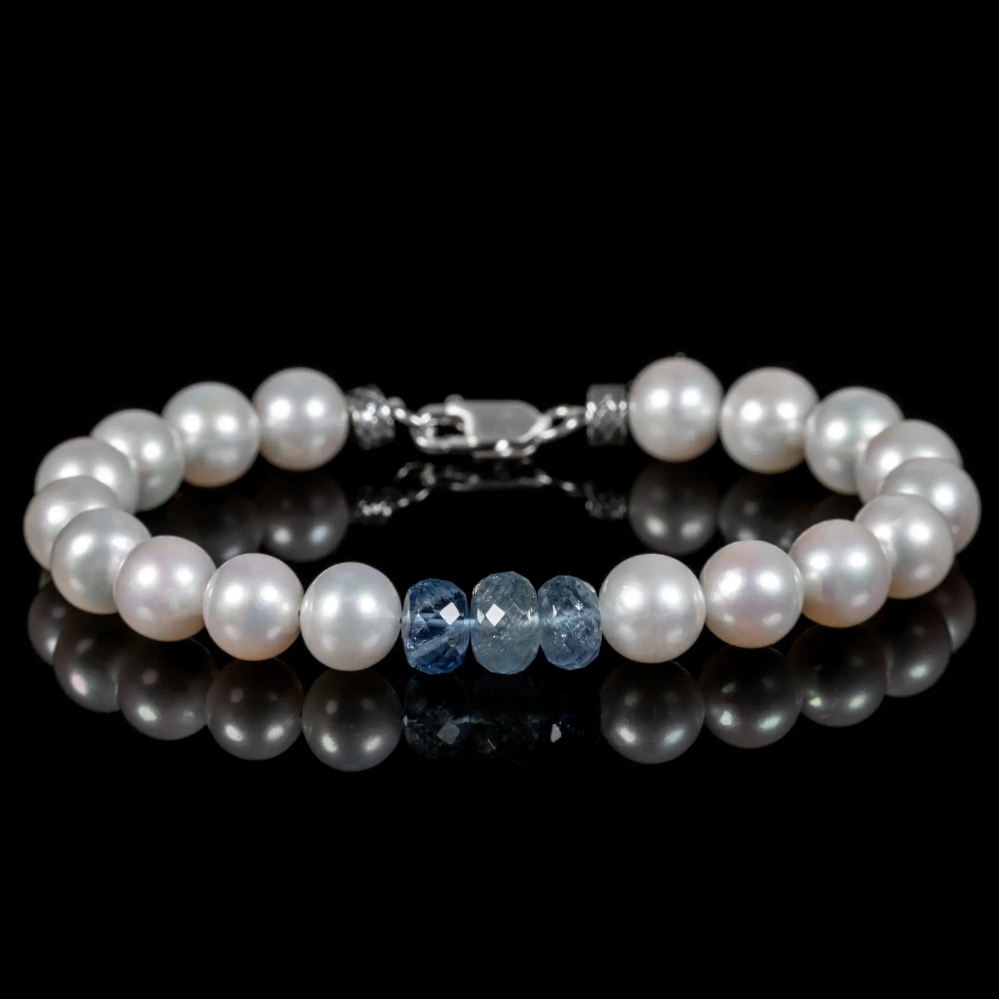 White Pearl - Aquamarine Bracelet I (9.5-10mm)
