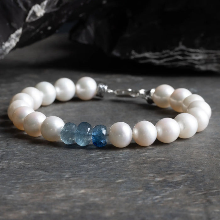 White Pearl - Aquamarine Bracelet I (9.5-10mm) - Secondary Specimen