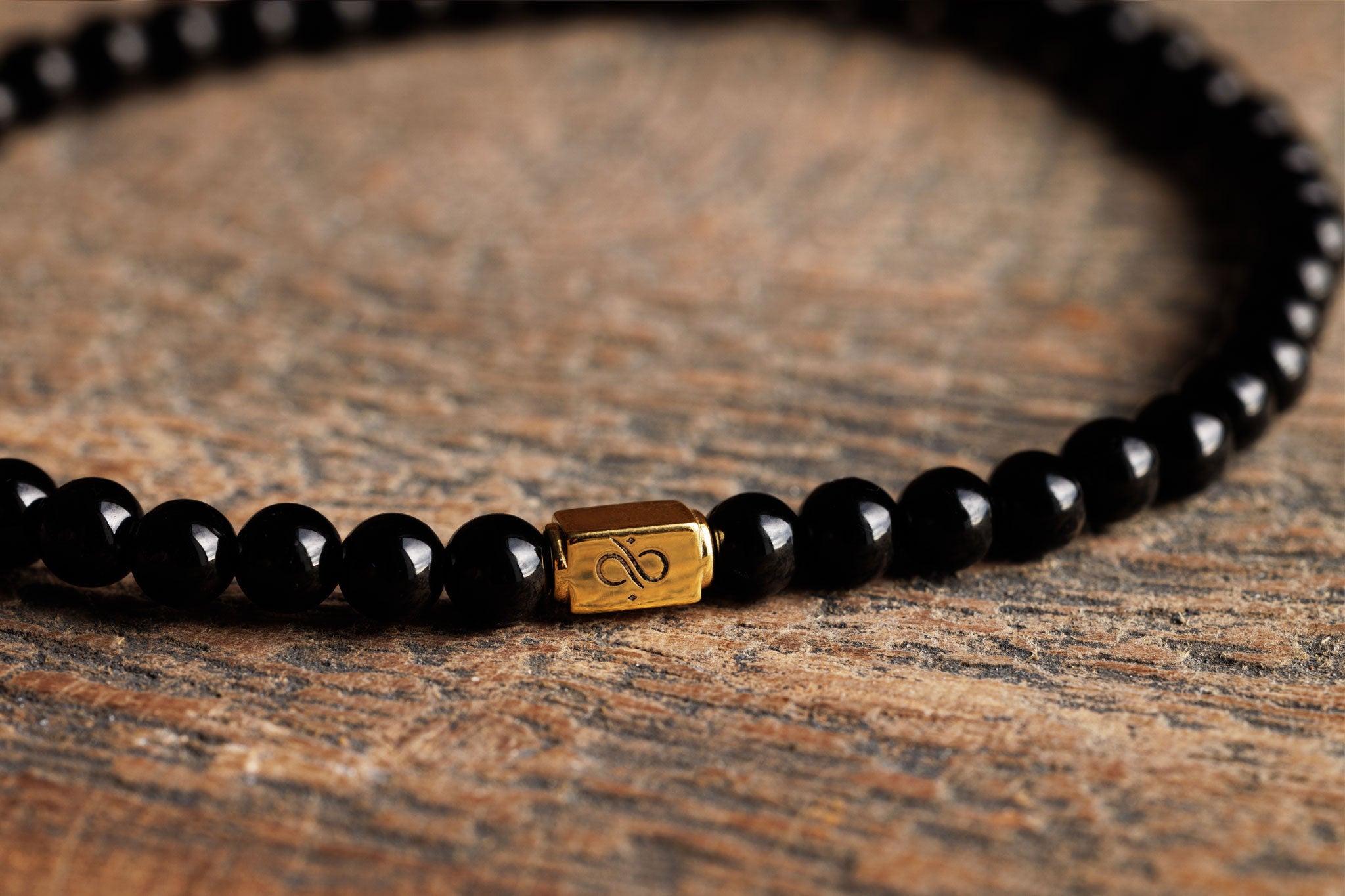 Black Tourmaline Gold Bracelet II (4mm) (8757288108367)