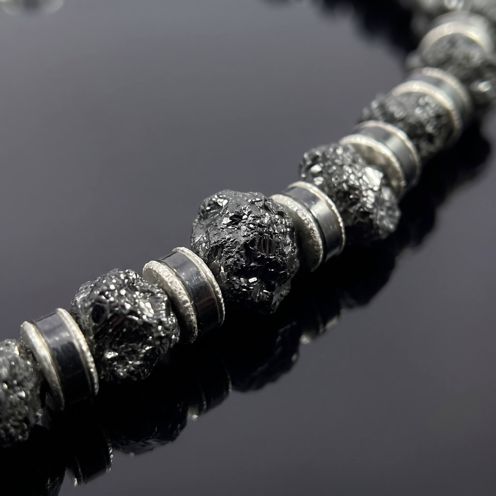 Raw Black Diamond Bracelet 20 carat (5mm)