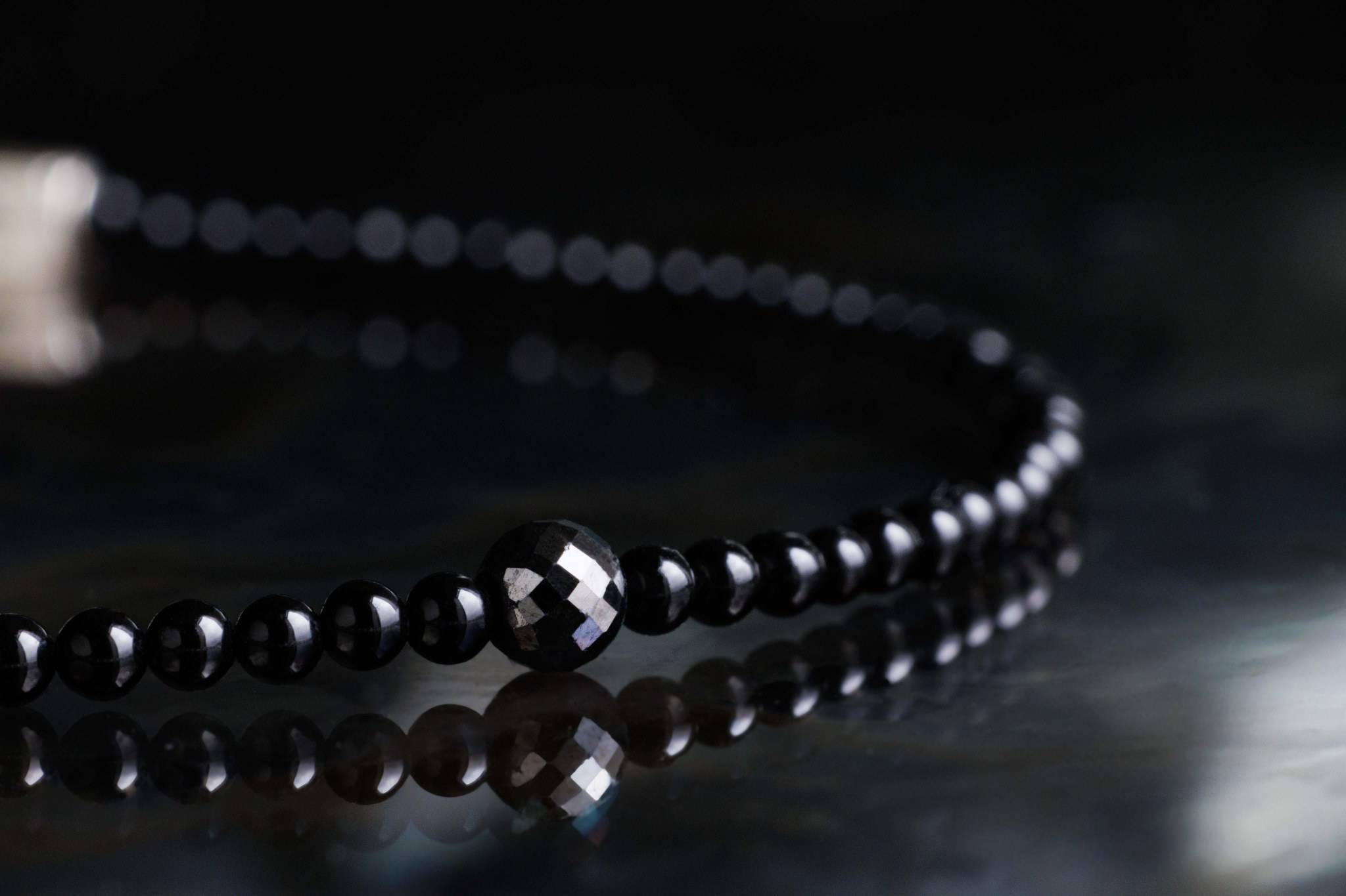 Black Onyx -Black Diamond Bracelet IV (2-4mm) (8573799432527)