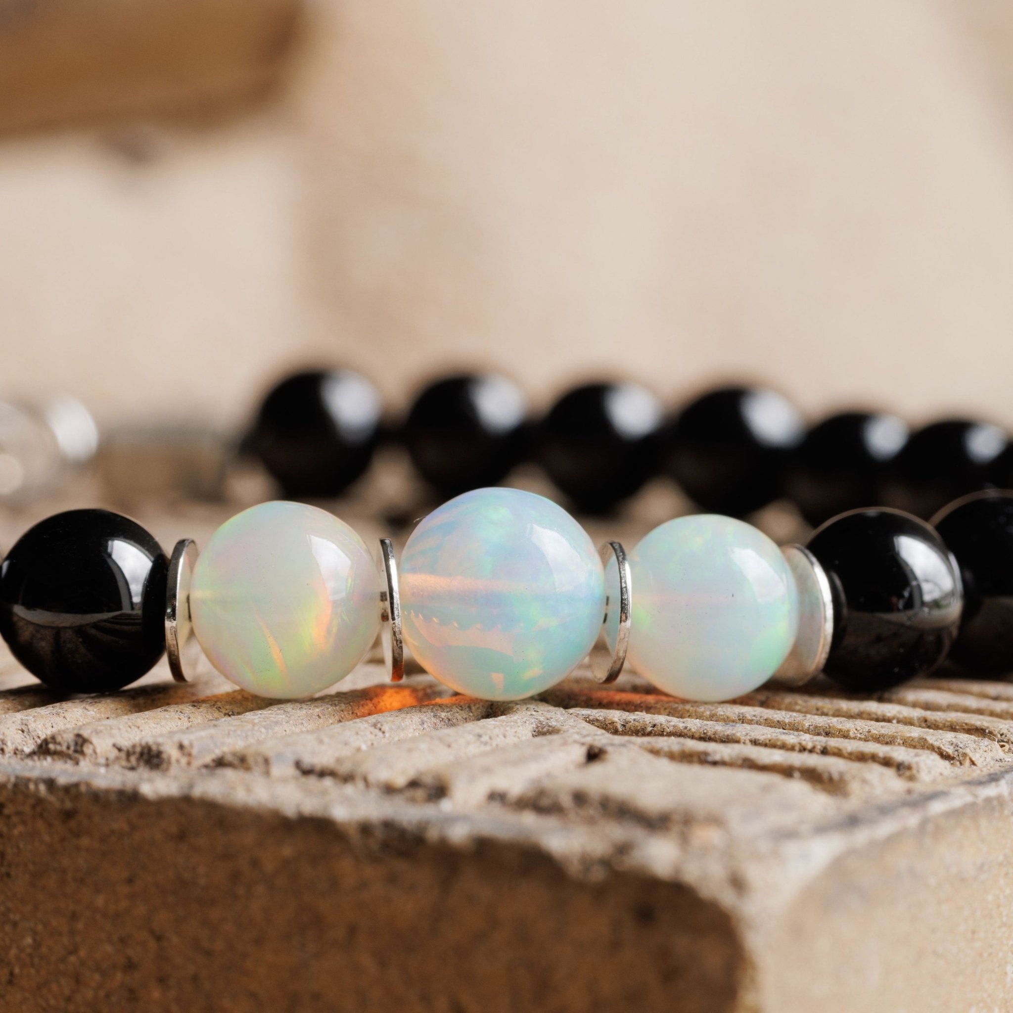 Opal - Schwarzes Turmalin Armband I (6-8mm) 