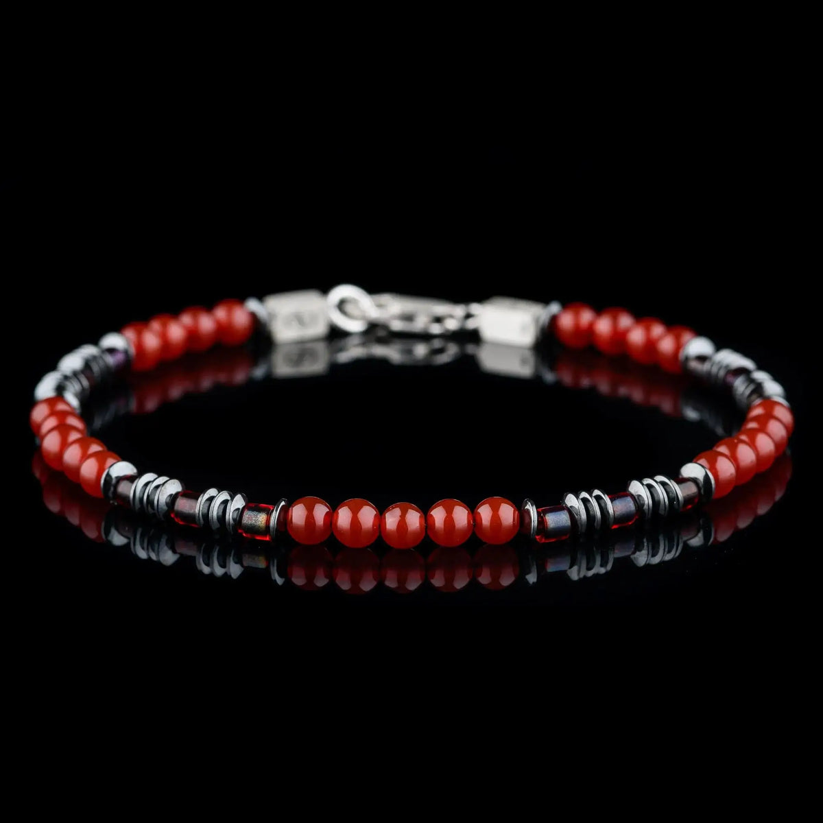 Carnelian Bracelet - Artisanal Sterling Silver | 4mm Beads