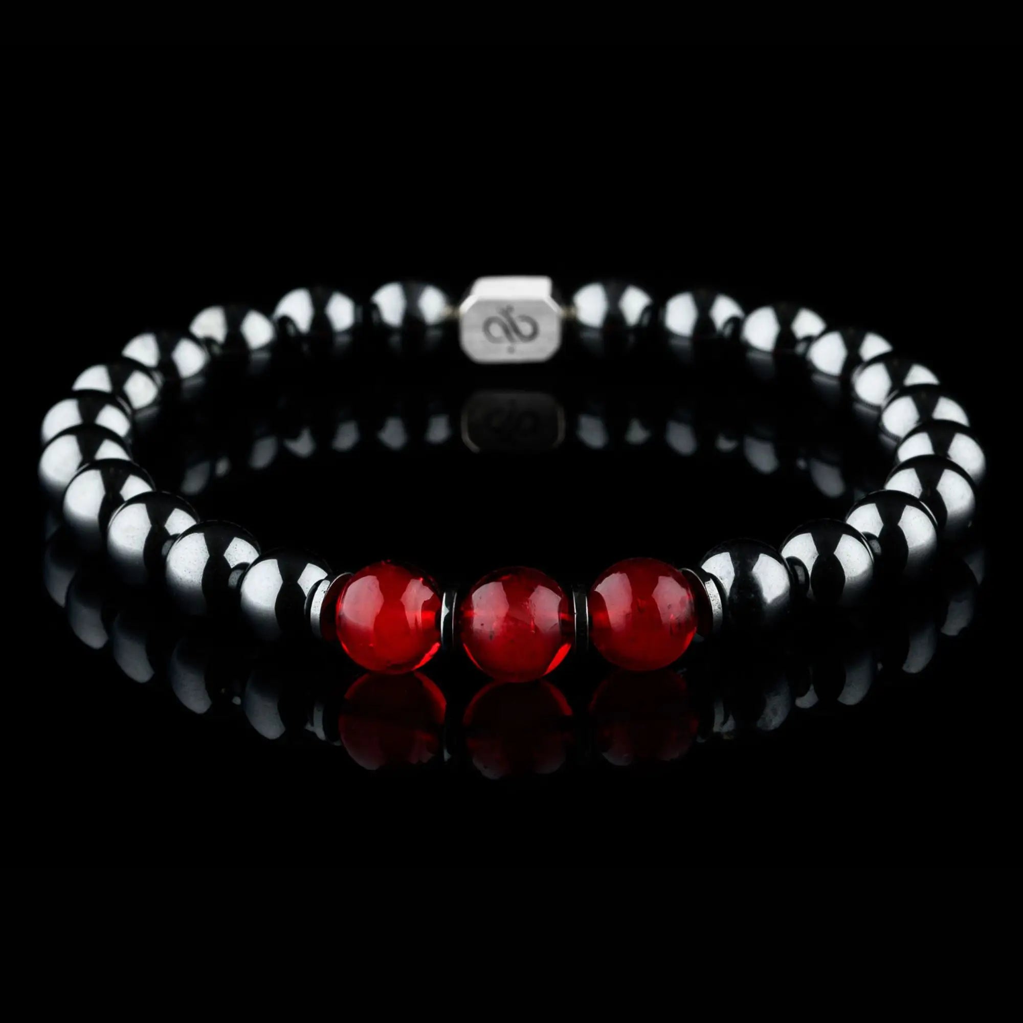 Hematite Murano Red Bracelet (8mm)