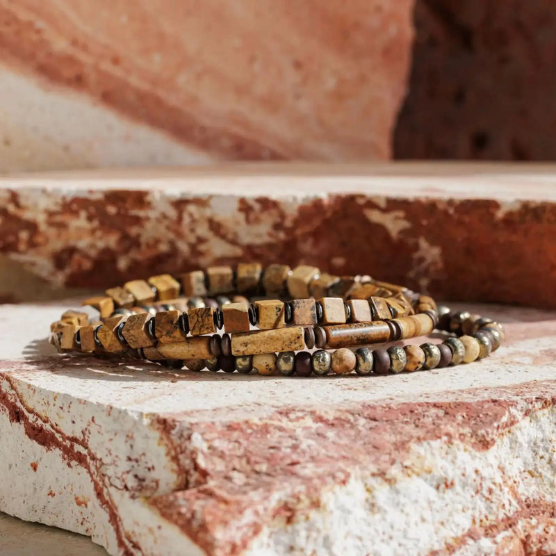 Landscape Jasper - Cube Bracelet X (4mm) - Primary Specimen