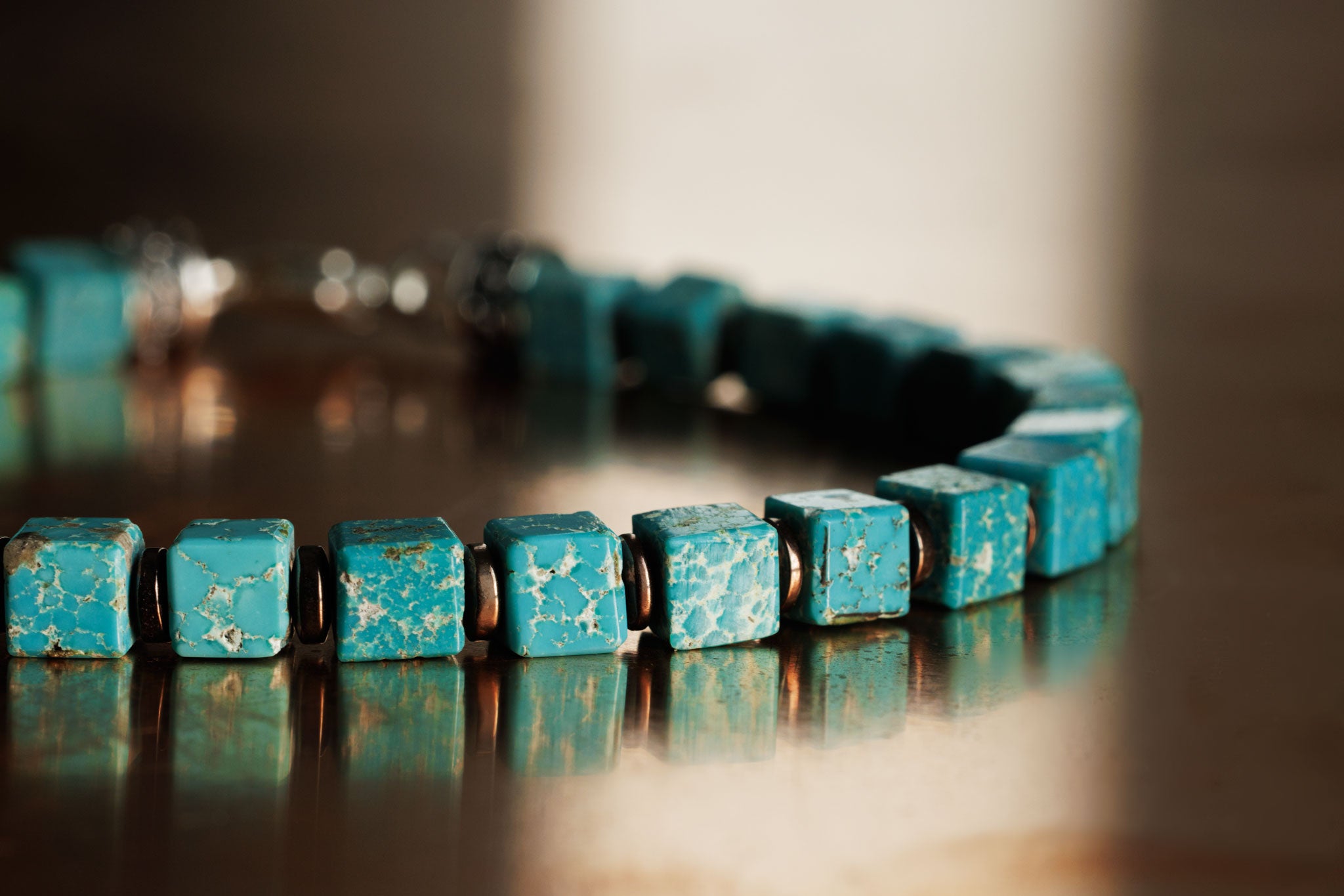 Mongolian Turquoise Bracelet IV (5mm) (8841820504399)