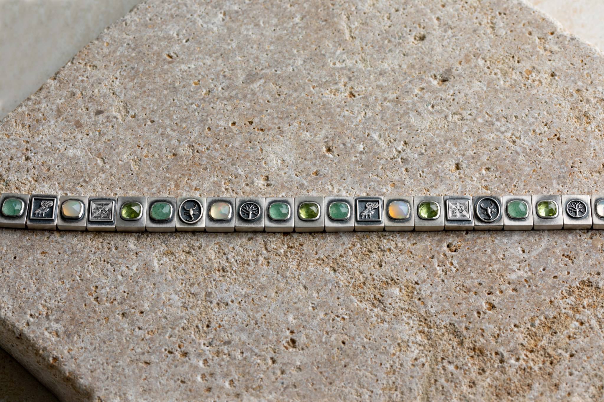 Varnos Peridot - Green Aventurine - Opal Bracelet (11mm) (8539841167695)