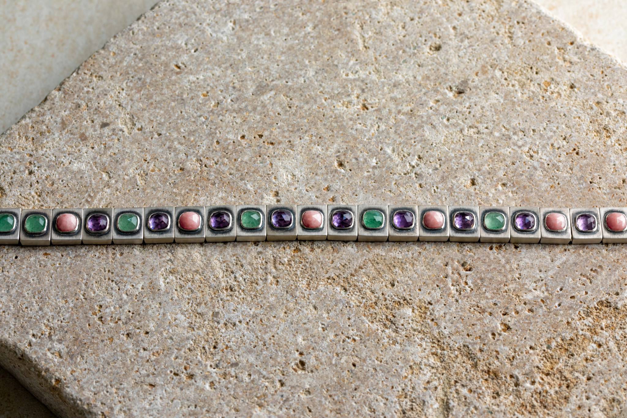 Varnos Pink Opal - Amethyst - Green Aventurine Bracelet (11mm) (8539849425231)