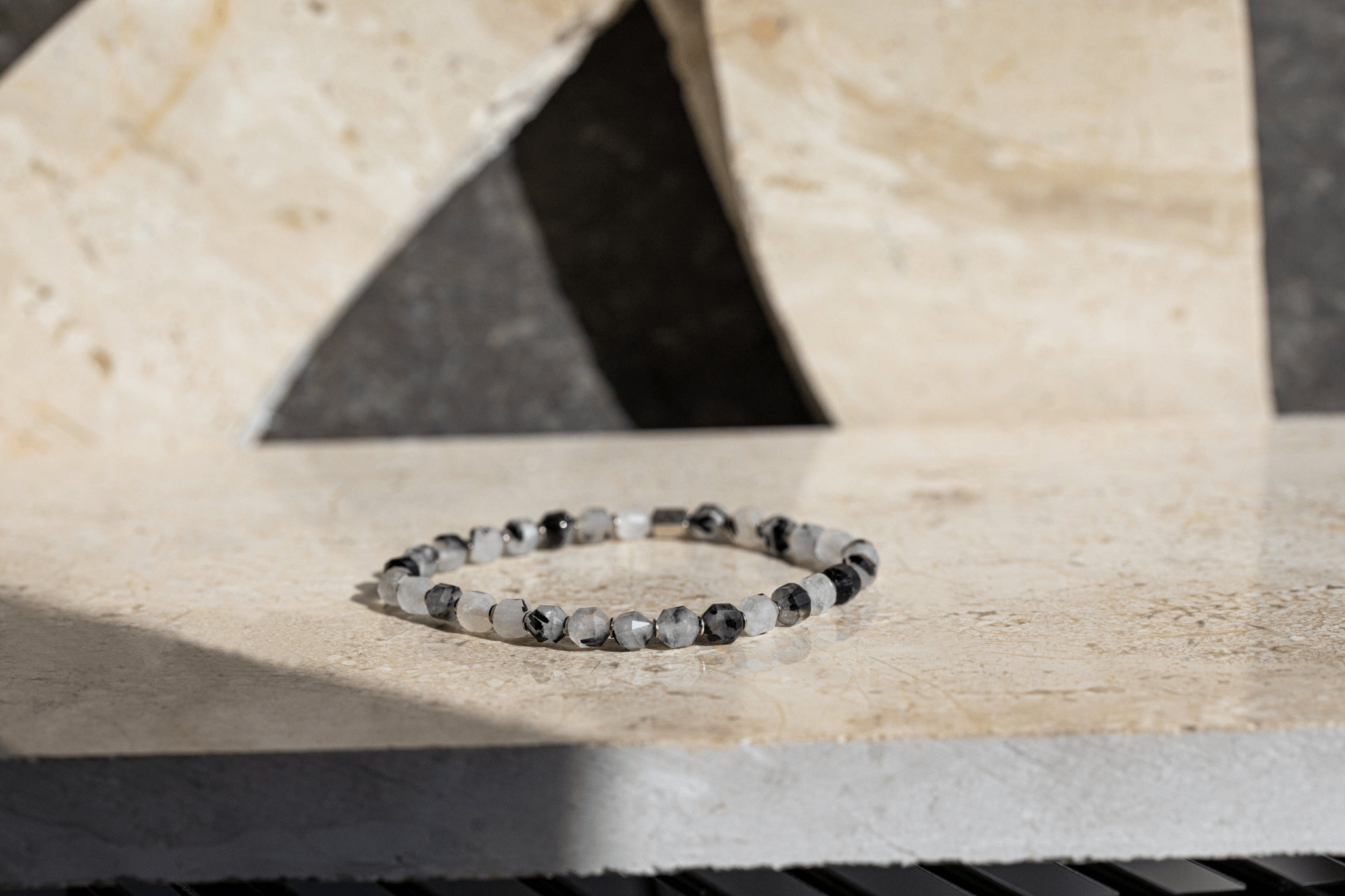 Black Rutilated Quartz Bracelet IV (5.5mm) (8341593817423)