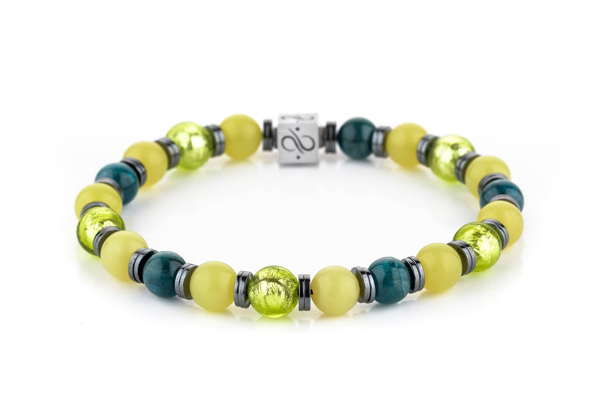 Particolare Lime/Green, 8mm, Silver bracelet (6634790092854)